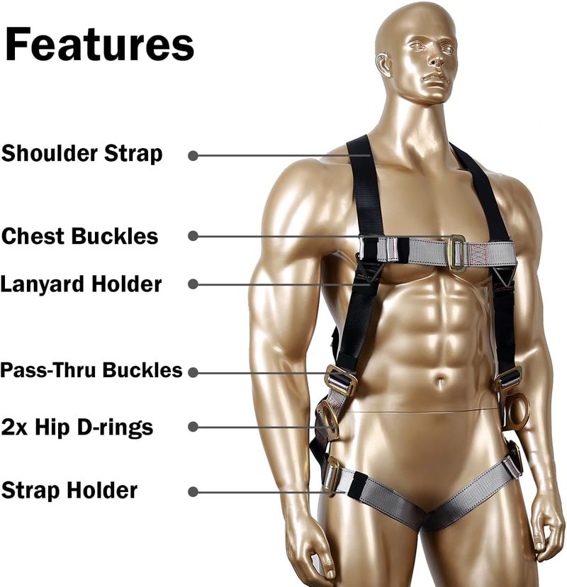 KSEIBI 421026 Fall Protection Safety Harness Kit W 3 D-Rings for Lanyard DELUXE Safety Protection Arrest and Carry Bag - Image 2